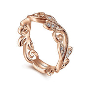 Gabriel & Co. LR4593K45JJ 14K Rose Gold Scrolling Floral Diamond Ring