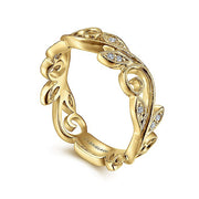 Gabriel & Co. LR4593Y45JJ 14K Yellow Gold Scrolling Floral Diamond Ring