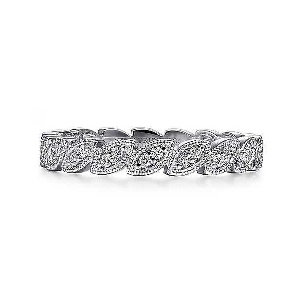 Gabriel & Co. LR4652W45JJ 14K White Gold Scalloped Marquise Stackable Diamond Ring