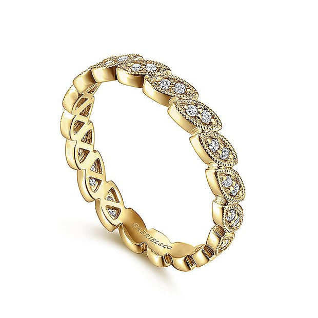 Gabriel & Co. LR4652Y45JJ 14K Yellow Gold Scalloped Marquise Stackable Diamond Ring