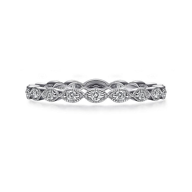 Gabriel & Co. LR4794W45JJ 14K White Gold Marquise Station Diamond Stackable Ring