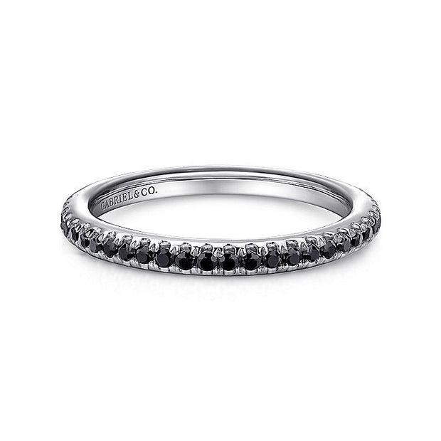 Gabriel & Co. LR4885W4JBD 14K White Gold Black Diamond Stackable Ring