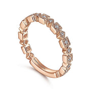 Gabriel & Co. LR4912K45JJ 14K Rose Gold Geometric Diamond Stackable Ring
