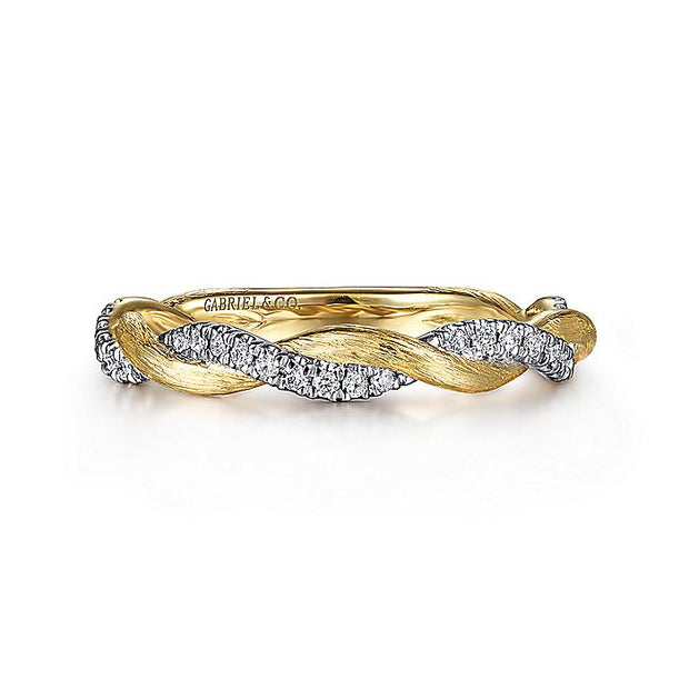 Gabriel & Co. LR50886Y45JJ 14K Yellow Gold Twisted Diamond Stackable Ring