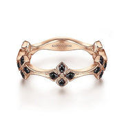 Gabriel & Co. LR50891K4JBD 14K Rose Gold Floral Black Diamond Ring