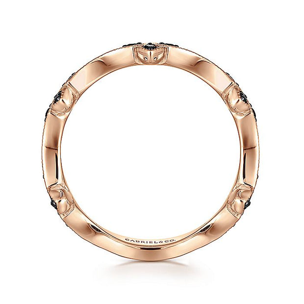 Gabriel & Co. LR50891K4JBD 14K Rose Gold Floral Black Diamond Ring