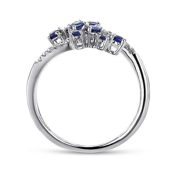 Gabriel & Co. LR51037W45SA 14K White Gold Split Sapphire and Diamond Ring