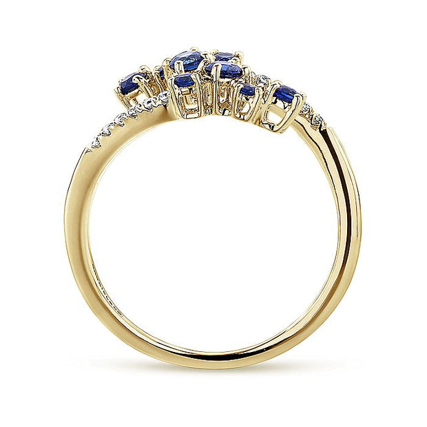 Gabriel & Co. LR51037Y45SA 14K Yellow Gold Sapphire and Diamond Open Wrap Ring