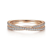 Gabriel & Co. LR51169K45JJ 14K Rose Gold Criss Cross Diamond Stackable Ring