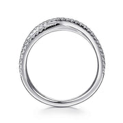 Gabriel & Co. LR51169W45JJ 14K White Gold Criss Cross Diamond Stackable Ring