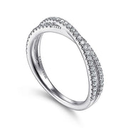 Gabriel & Co. LR51169W45JJ 14K White Gold Criss Cross Diamond Stackable Ring