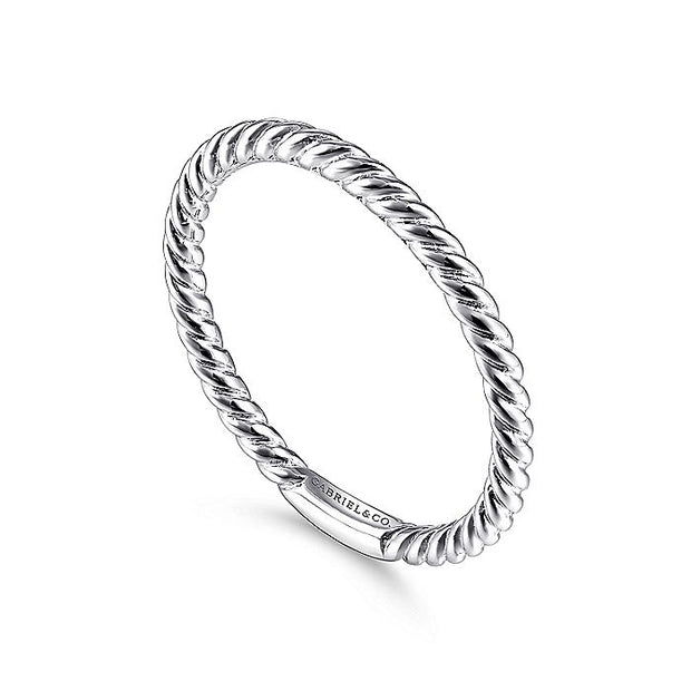 Gabriel & Co. LR51173W4JJJ 14K White Gold Twisted Rope Stackable Ring