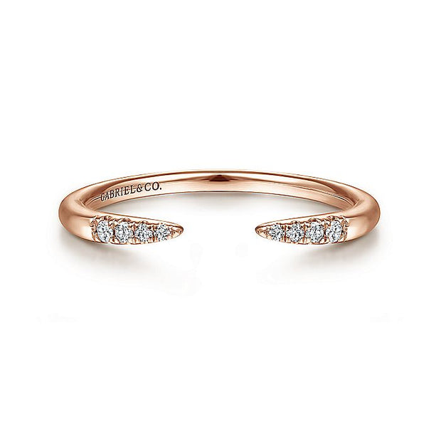 Gabriel & Co. LR51177K45JJ 14K Rose Gold Open Diamond Tipped Stackable Ring