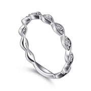 Gabriel & Co. LR51178W45JJ 14K White Gold Twisted Diamond Stackable Ring