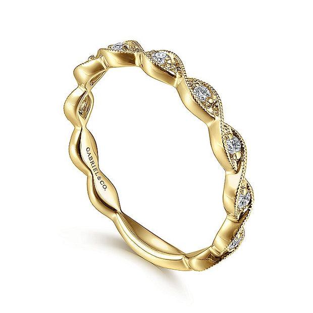 Gabriel & Co. LR51178Y45JJ 14K Yellow Gold Twisted Diamond Stackable Ring