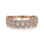 Gabriel & Co. LR51181K45JJ 14K Rose Gold Chain Link Stackable Diamond Ring
