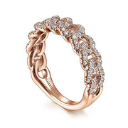 Gabriel & Co. LR51181K45JJ 14K Rose Gold Chain Link Stackable Diamond Ring