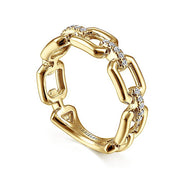 Gabriel & Co. LR51248Y45JJ 14K Yellow Gold Chain Link Ring Band with Diamond Connectors