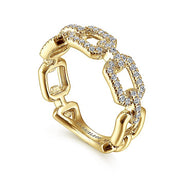 Gabriel & Co. LR51249Y45JJ 14K Yellow Gold Pavé Diamond Chain Link Ring Band