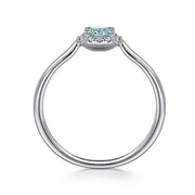 Gabriel & Co. LR51264W45AQ 14K White Gold Aquamarine Diamond Halo Promise Ring