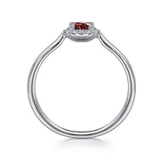 Gabriel & Co. LR51264W45GN 14K White Gold Garnet and Diamond Halo Promise Ring