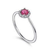 Gabriel & Co. LR51264W45RA 14K White Gold Ruby and Diamond Halo Promise Ring