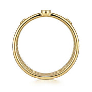 Gabriel & Co. LR51278Y45JJ 14K Yellow Gold Bezel Set Diamond Station Layered Ring