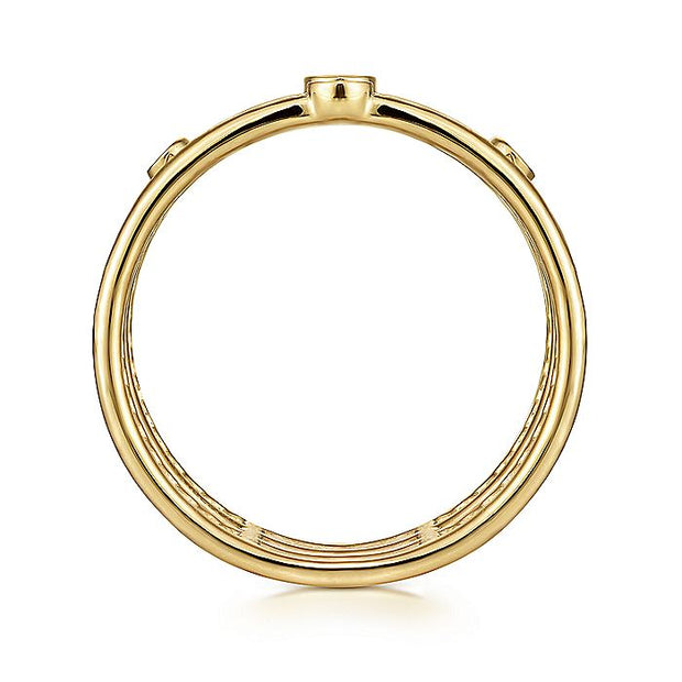 Gabriel & Co. LR51278Y45JJ 14K Yellow Gold Bezel Set Diamond Station Layered Ring