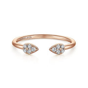 Gabriel & Co. LR51283K45JJ 14K Rose Gold Teardrop Pavé Diamond Cluster Split Ring