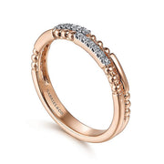 Gabriel & Co. LR51456K45JJ 14K Rose Gold Two Row Beaded Diamond Stackable Ring