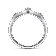Gabriel & Co. LR51459W45JJ 14K White Gold Diamond Cluster Chevron Ring