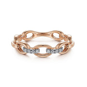 Gabriel & Co. LR51461K45JJ 14K Rose Gold Diamond Oval Link Chain Ladies Ring