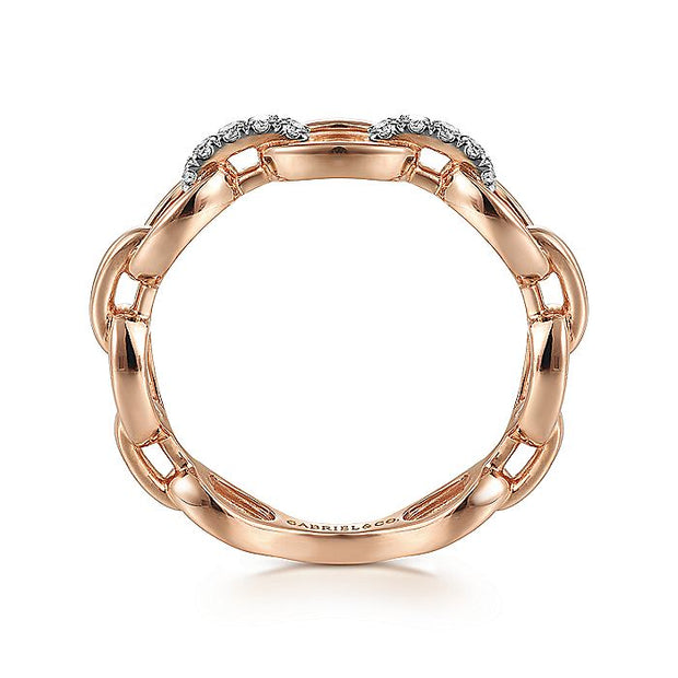 Gabriel & Co. LR51461K45JJ 14K Rose Gold Diamond Oval Link Chain Ladies Ring