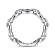 Gabriel & Co. LR51461W45JJ 14K White Gold Diamond Oval Link Chain Ladies Ring