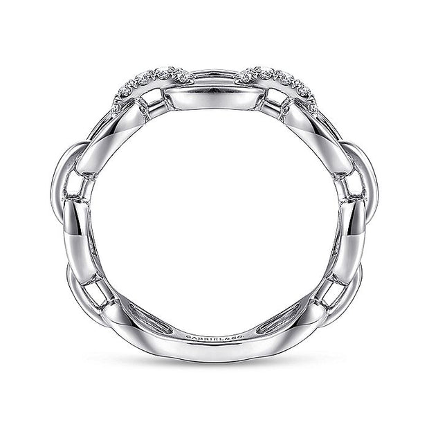 Gabriel & Co. LR51461W45JJ 14K White Gold Diamond Oval Link Chain Ladies Ring