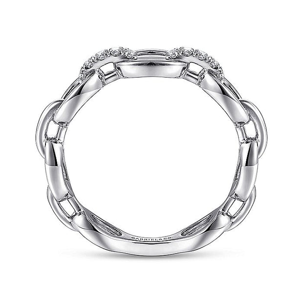 Gabriel & Co. LR51461W45JJ 14K White Gold Diamond Oval Link Chain Ladies Ring