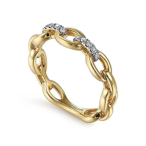 Gabriel & Co. LR51461Y45JJ 14K Yellow Gold Diamond Oval Link Chain Ladies Ring