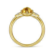 Gabriel & Co. LR51462Y45CT 14K Yellow Gold Three Stone Citrine and Diamond Ring