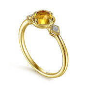 Gabriel & Co. LR51462Y45CT 14K Yellow Gold Three Stone Citrine and Diamond Ring