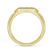 Gabriel & Co. LR51464Y45SA 14K Yellow Gold Diamond and Trio Princess Cut Sapphire Ladies Ring