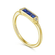 Gabriel & Co. LR51464Y45SA 14K Yellow Gold Diamond and Trio Princess Cut Sapphire Ladies Ring