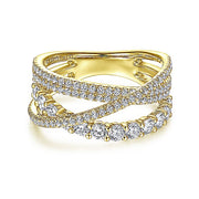 Gabriel & Co. LR51499Y45JJ 14K Yellow Gold Criss Crossing Layered Diamond Ring