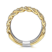 Gabriel & Co. LR51517M45JJ 14K White-Yellow Gold Wide Band Layered Diamond Easy-Stackable in size 11.4mm width