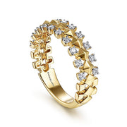 Gabriel & Co. LR51546Y45JJ 14K Yellow Gold Geometric Diamond Station Grommet Ring