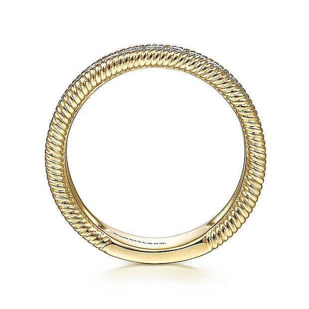Gabriel & Co. LR51569Y45JJ 14K Yellow Gold Diamond Band with Twisted Rope Border