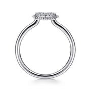 Gabriel & Co. LR51600W45JJ 14K White Gold Diamond Pavé Open Heart Ring