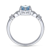 Gabriel & Co. LR51601W45BT 14K White Gold Hexagonal Blue Topaz Diamond Ring