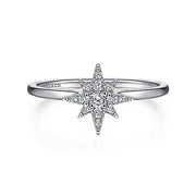 Gabriel & Co. LR51609W45JJ 14K White Gold Diamond Starburst Ring
