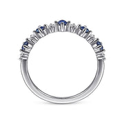 Gabriel & Co. LR51614W45SA 14K White Gold Alternating Round Diamond and Sapphire Ring