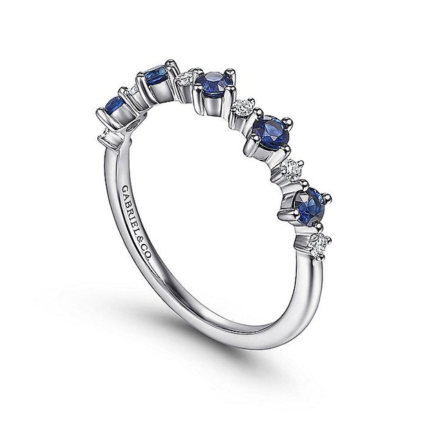 Gabriel & Co. LR51614W45SA 14K White Gold Alternating Round Diamond and Sapphire Ring